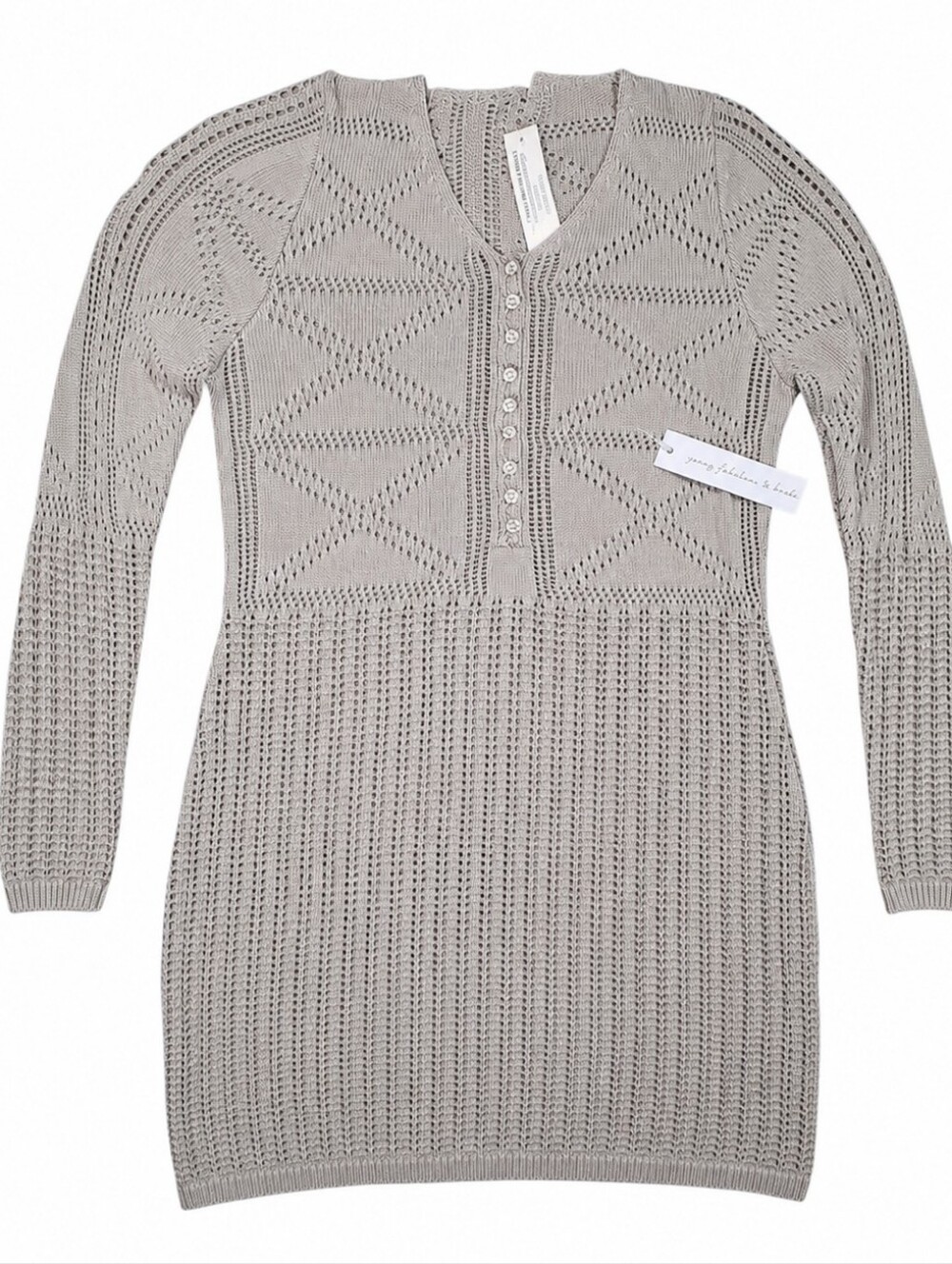 Young, Fabulous & Broke Womens Cotton Knit Long Sleeve Dress Gray Size M